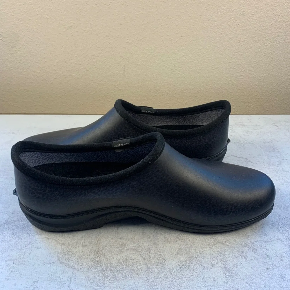 Sloggers Men 12 Garden Shoes Black Textured Waterproof Rubber Slip On Rain Clogs